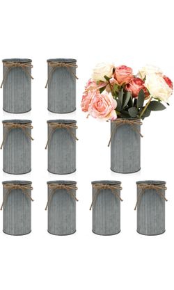 8 Pcs Large Farmhouse Vase with Twine Bow