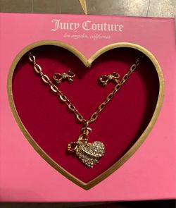 Juicy couture heart necklace and earrings setup