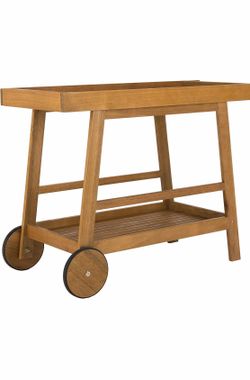 Teak Rolling Bar Cart / Serving Cart - Indoor Outdoor