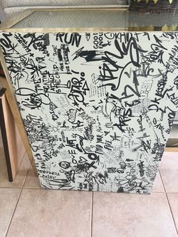 Abstract black and white fabric frameless print