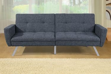 Brand new ash black linen split fold sofa futon