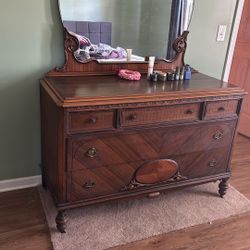 Antique Dresser With Mirror 