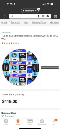 Want To Buy Romex 8/3 125’ 
