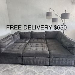 FREE DELIVERY - Grey 6pc Thomasville Modular Sofa.