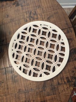 Round Carved Wood Lattice Wall Decor