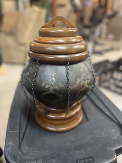 Vintage Decorative Wooden Lidded Jar