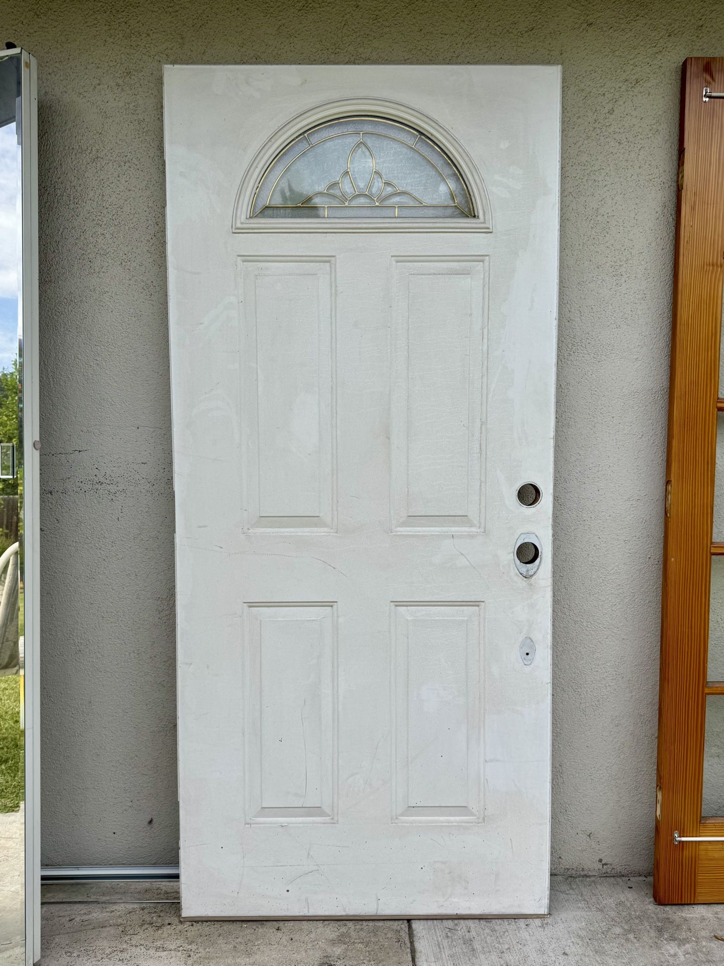36” X 80” Exterior Front Door Slab w/ Half-Moon Glass
