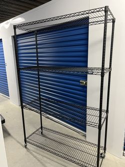 Alera 5-Shelf Wire Shelving Unit w/ Casters – 48"x18"x72" Black (Used)