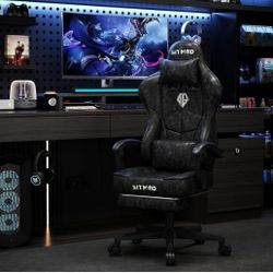 Gaming Chair With Footrest Leather Material 