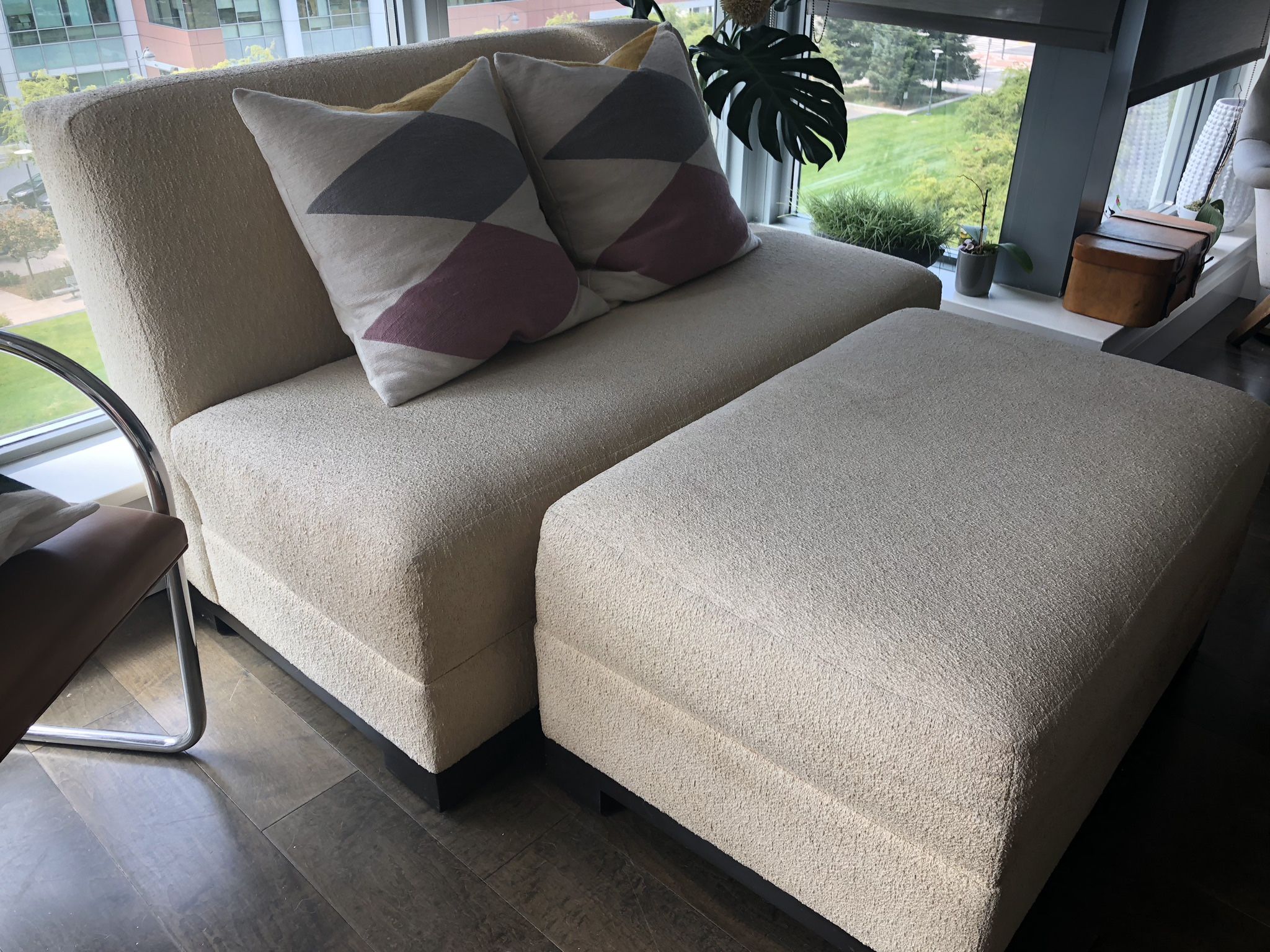 Cream Loveseat & Ottoman