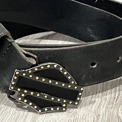 Harley-Davidson Women’s Black Tooled Leather Belt Size 34