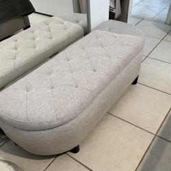 Light Gray Storage Bench – Like New!