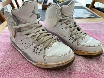 Air Jordan SC-1 Size 13 Men’s high-top sneakers in white with metallic silver/grey accents