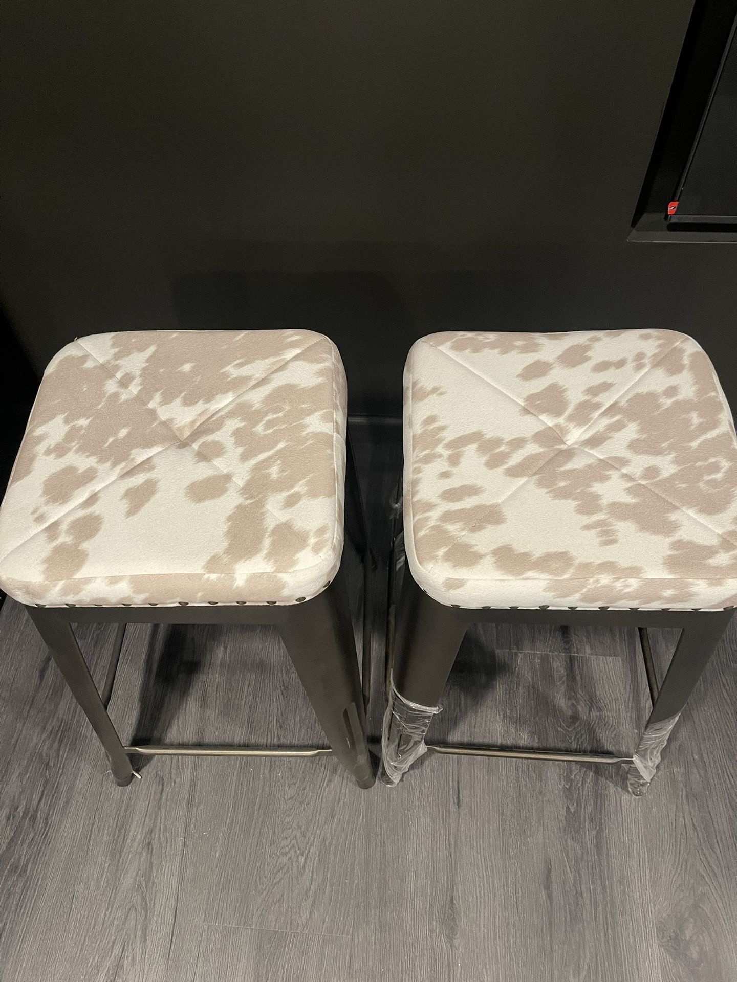 2 Faux Cowhide Counter Stools NWT