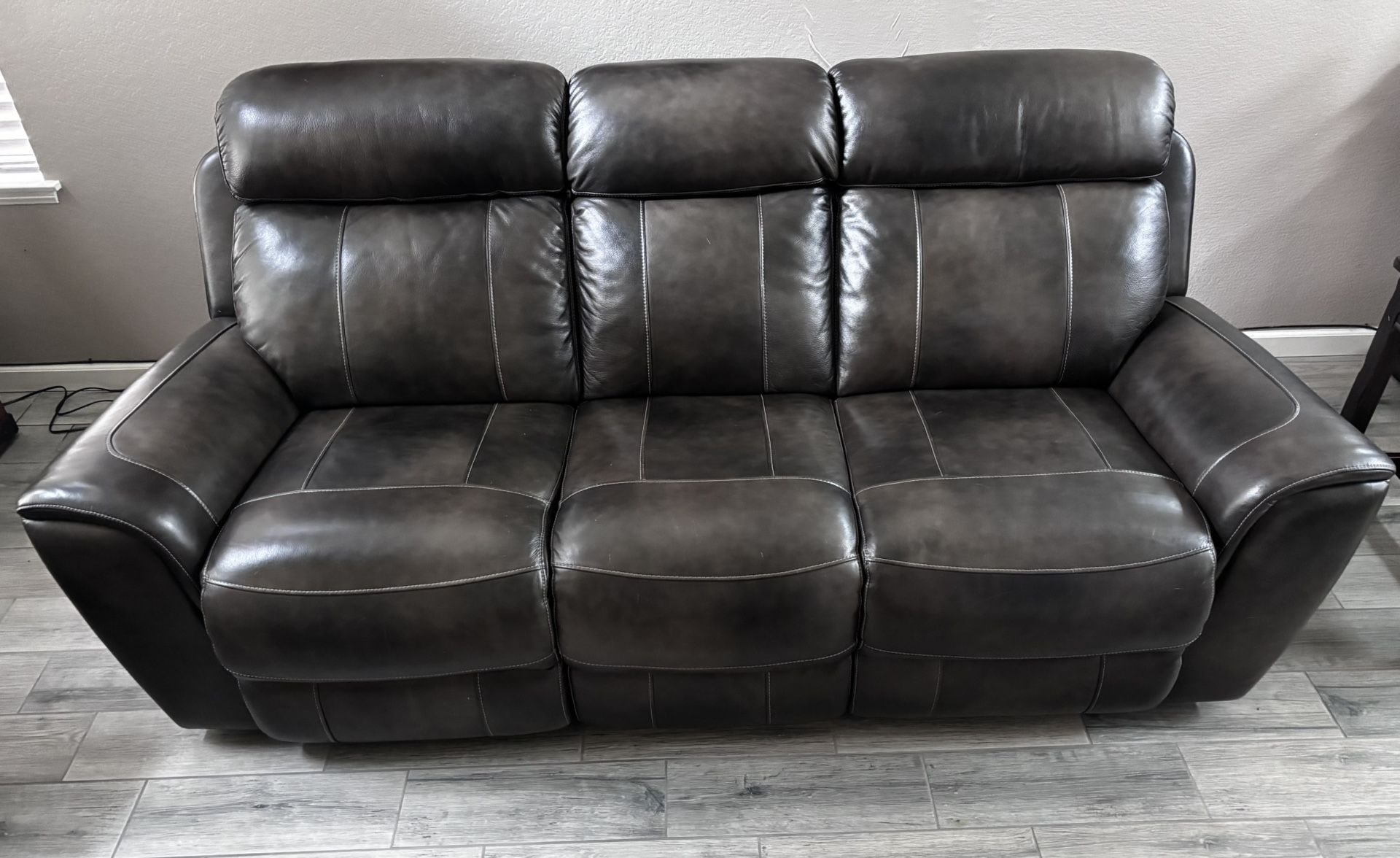 Powered Reclining Brown Leather Sofa & Loveseat