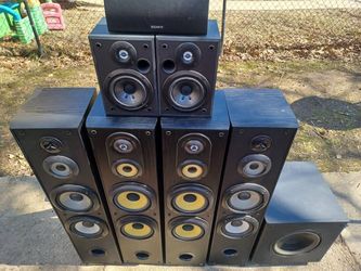 7.1 SONY DAYTON SPEAKERS SYSTEM WITH DAYTON SUB-100 POWERED SUBWOOFER $950 FINAL PRICE READ DESCRIPTION AND SEE ALL PICTURES