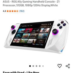 ASUS - ROG Ally Gaming Handheld Console - Z1 Processor, 512GB, 1080p 120Hz Display,White