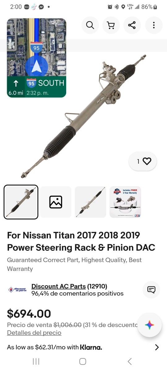Nissan Titan Sv 2017 Rack And Pinion Power Steering Bar