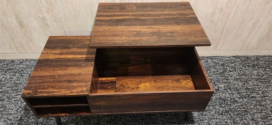 Wooden Mid-Century Modern Lift Top Coffee Table w/ Hidden Storage, Removable Shelf - Brown