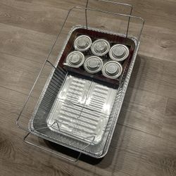 12x20 Aluminum Food Trays (10), Tray Stand (1), Chafing Dish Fuel (6) - Originally $40