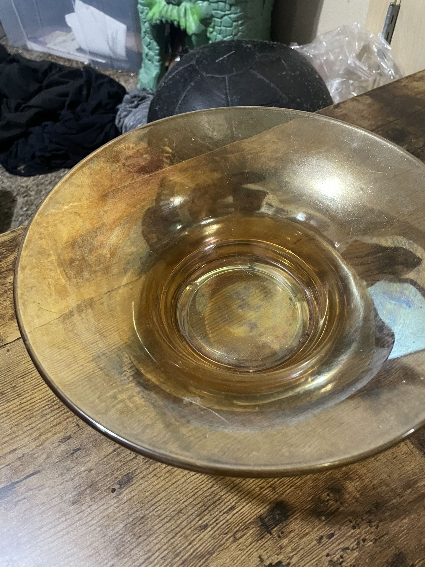 Antique Clear Carnival Glass Ashtray