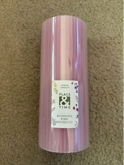 Place & Time Blushing Pink Prosecco Ridged Pillar Candle