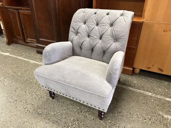 PIER 1 Chas Stone Grey Fabric Tufted Armchair