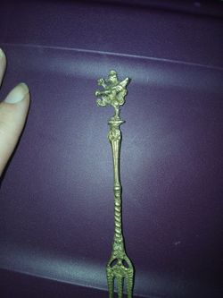 Antique Brass Figural Decorative Fork