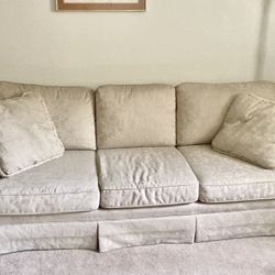 Cream Beige 3 Seat Sofa Couch Removable Cushions