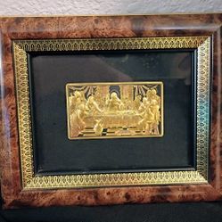 Damascene Gold & Sterling Silver Last Supper Framed Artwork By Midas Of Toledo Spain