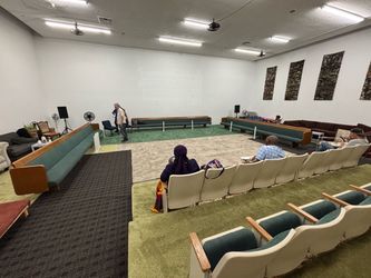 Three 20ft long upholstered mcm benches