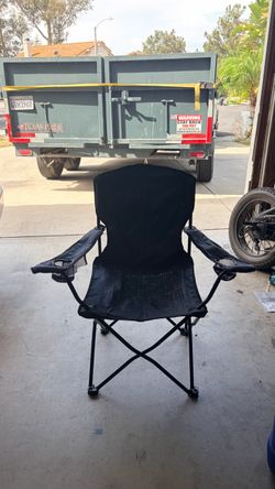 Black Folding Camp Chair with Cup Holders