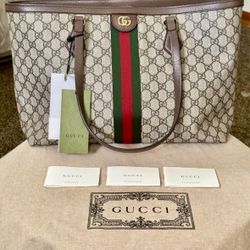 NEW Gucci Ophidia GG Tote Bag - Beige/Ebony