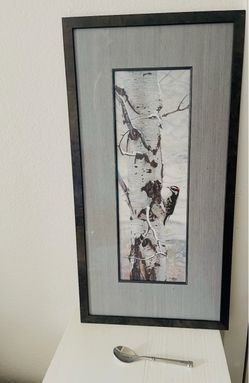 Painting nature with frame Common Redpoll