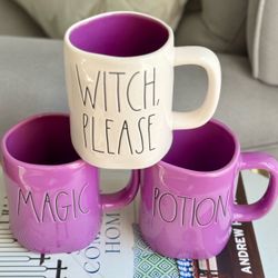 Rae Dunn Halloween Mug Set Trio Witch Please Magic Potion Purple Coffee Bar Decor