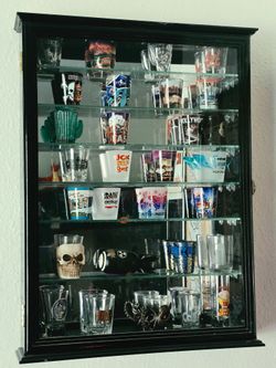 Shot Glass Display Cabinet With Collection