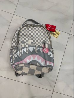Pink and grey spray round backpack