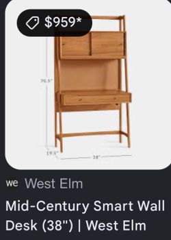 West Elm Mid-Century Smart Wall Desk 38"