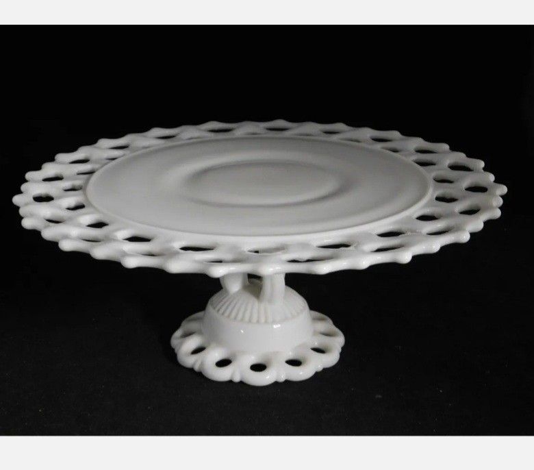 Vtg Westmoreland Doric Milk Glass Cake Pedestal