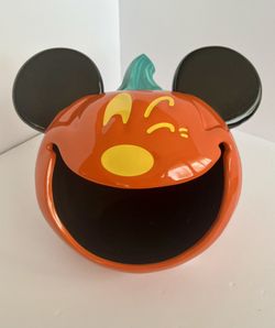 Winking Mickey Pumpkin Ceramic Candy Bowl