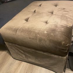 BenJara Cocktail Ottoman In Light Brown Waffle Suede Fabric Brown