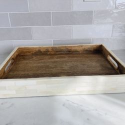 Decorative Serving Tray  Wood/Herringbone pattern Mosaic 