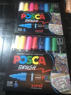 New Posca Acrylic paint markers, 5 M , brush tip