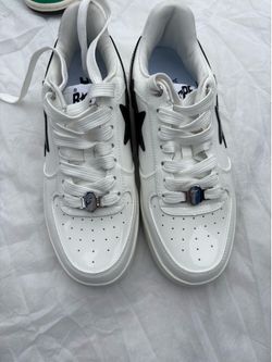A Bathing Ape BAPE STA Low 'White Black' Patent Leather Sneakers