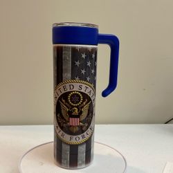 US Air Force 20 Ounce Tumblr With Detachable Screw Off Handle And Lid. New.(item T-238). Free Shipping 