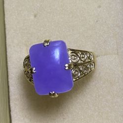 Purple Jade 14k Gold Ring