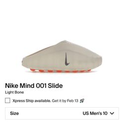Nike Mind 001 Slide Light Bone Size 10 $190 Deadstock Authentic 
