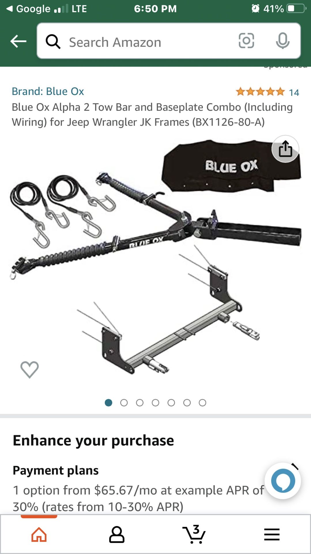 Blue Ox Vehicle Tow Bar Complete W/Baseplate Gently Used