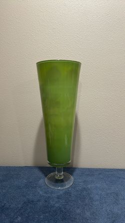 Green Glass Footed Vase.