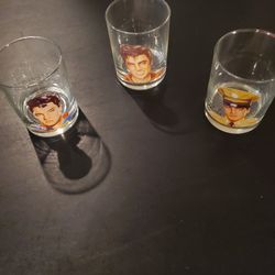 Set of Three Vintage Elvis Presley Collector Glasses